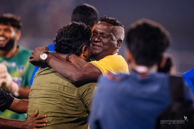 I.M.Vijayan & Bino George after Santhosh Trophy '22 finals